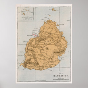Vintage Mauritius Map (1862) Poster