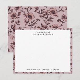 Vintage Mauve Botanical Floral From The Desk Of Card
