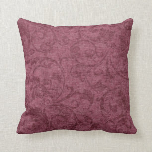 Vintage Mauve Damask Pattern Cushion