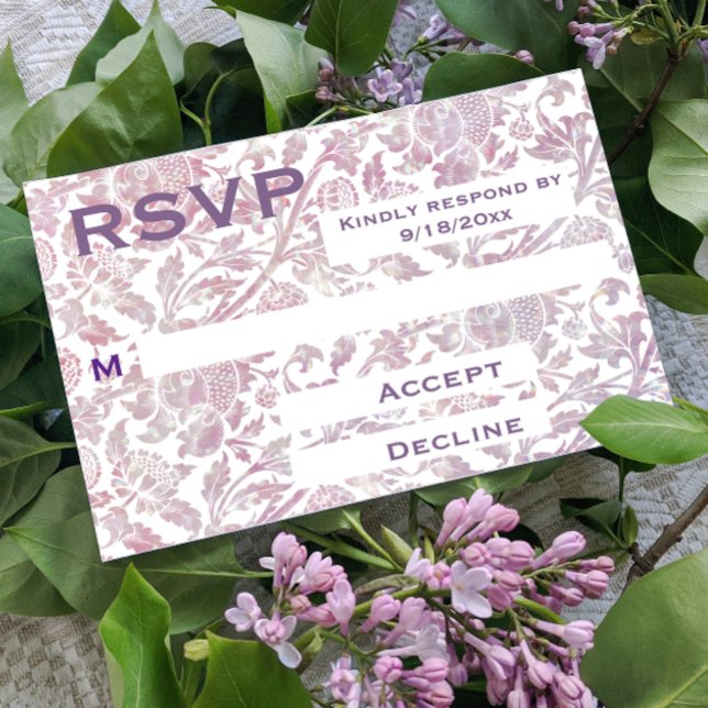 Vintage mauve floral Response Card (Creator Uploaded)