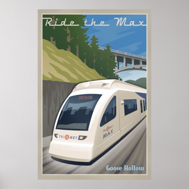 Vintage Max Light Rail Travel Poster (Front)