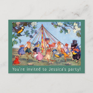 Vintage maypole animals child's party invitation