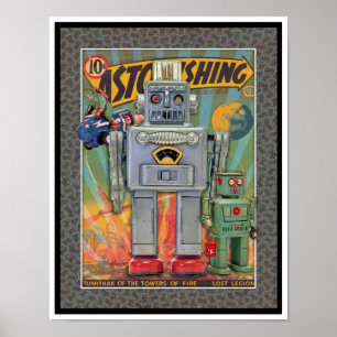 VINTAGE MCM SPACE TOYS PRINT