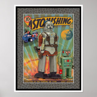 VINTAGE MCM SPACE TOYS PRINT