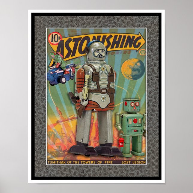 VINTAGE MCM SPACE TOYS PRINT (Front)