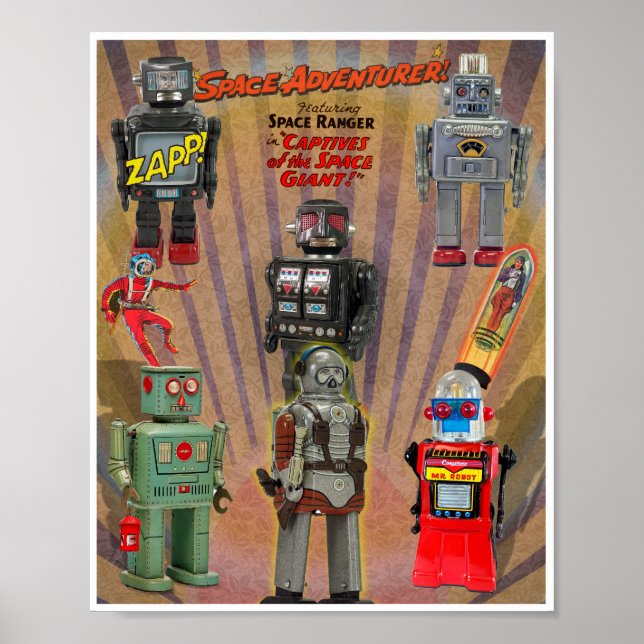 VINTAGE MCM SPACE TOYS PRINT (Front)
