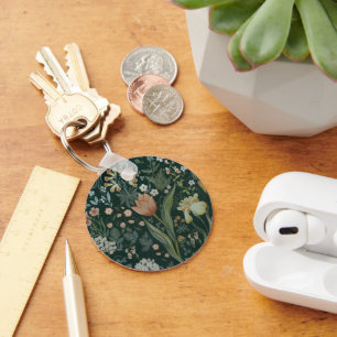 Vintage Meadow Tapestry Key Ring