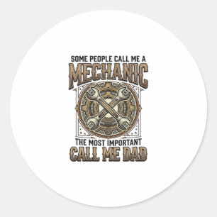 Vintage Mechanic Dad Gear Wrench Father Design_1 Classic Round Sticker