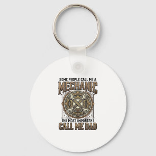Vintage Mechanic Dad Gear Wrench Father Design_1 Key Ring