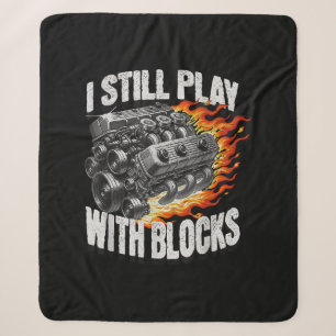 Vintage Mechanic Garage Car Engine I Still Play Wi Sherpa Blanket