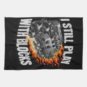 Vintage Mechanic Garage Car Engine I Still Play Wi Tea Towel