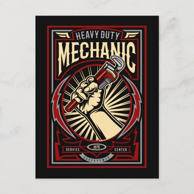 Vintage Mechanic Garage Mancave   Postcard (Front)