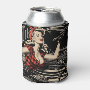 Vintage Mechanic Pin Up Can Cooler