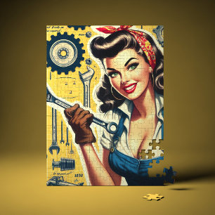 Vintage Mechanic Pin-up Jigsaw Puzzle