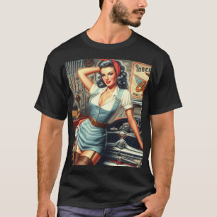 Vintage Mechanic Pin Up T-Shirt