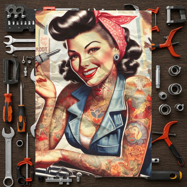 Vintage Mechanic Pin-up Tissue Paper (Creator Uploaded)