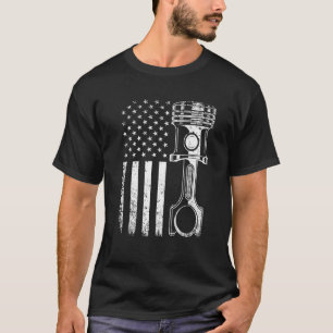 Vintage Mechanic Shirt Men American Flag Piston Me