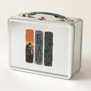 Vintage Mechanic Tools Gear Triptych Shirt Design_ Metal Lunch Box