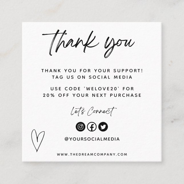 Vintage Media Insert Thanks Mini Business Card (Front)