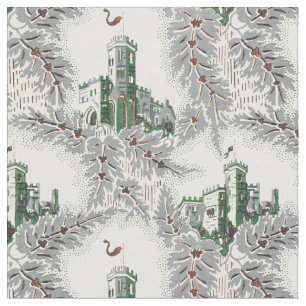 Vintage Mediaeval Castles Pattern Fabric