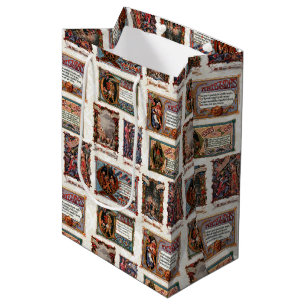 Vintage Mediaeval Christmas Collage Medium Gift Bag