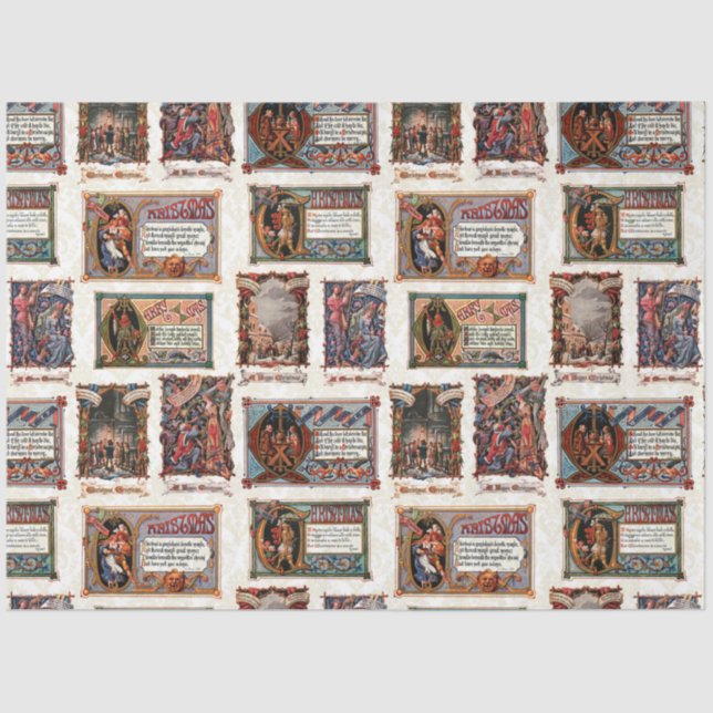 Vintage Mediaeval Christmas Collage Tissue Paper (Front)