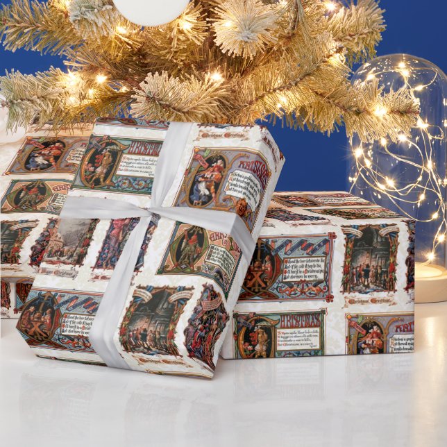Vintage Mediaeval Christmas Collage Wrapping Paper (Holidays)