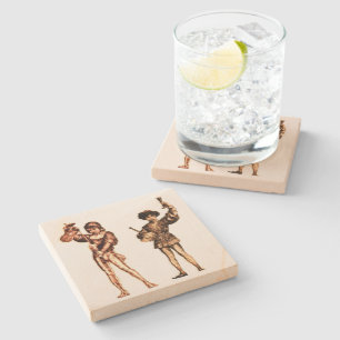 "Vintage Mediaeval Drink Servers" Stone Coaster