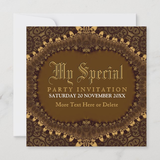 Vintage Mediaeval Gold Gothic Party Invitation (Front)