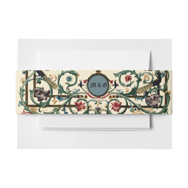Vintage "Mediaeval" Illuminated Wedding Invitation Belly Band (Front Example)