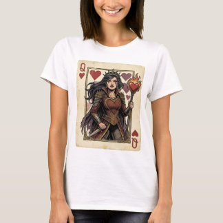 Vintage Mediaeval Queen of Hearts Flame Crown T-Shirt