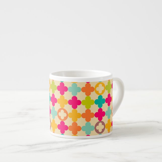Vintage mediaeval rosette pattern espresso cup (Front Right)
