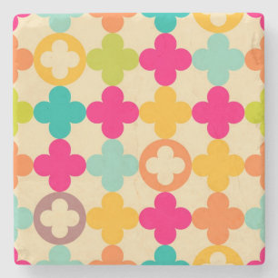 Vintage mediaeval rosette pattern stone coaster