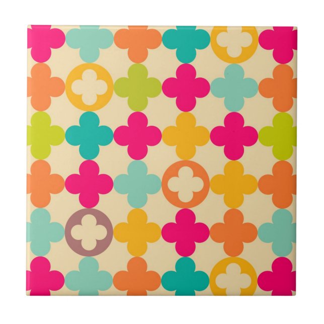 Vintage mediaeval rosette pattern tile (Front)