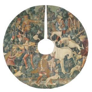 Vintage Mediaeval Unicorn Defends Himself Art Brushed Polyester Tree Skirt