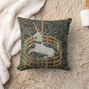 Vintage Mediaeval Unicorn in Captivity Art Cushion
