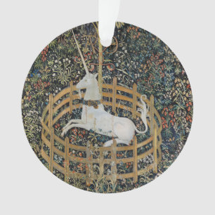 Vintage Mediaeval Unicorn in Captivity Art Ornament