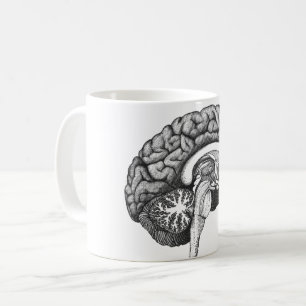 Vintage medical anatomy illustration human brain coffee mug
