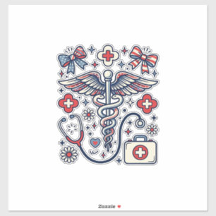 Vintage Medical Caduceus Patriotic Nurse Vector De