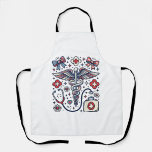 Vintage Medical Caduceus Patriotic Nurse Vector De Apron