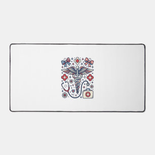 Vintage Medical Caduceus Patriotic Nurse Vector De Desk Mat