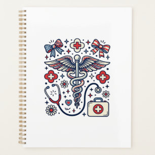 Vintage Medical Caduceus Patriotic Nurse Vector De Planner