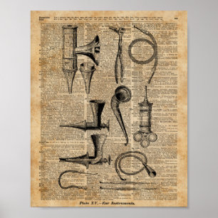 Vintage Medical Kits,Dictionary Art,Creepy,Decor Poster
