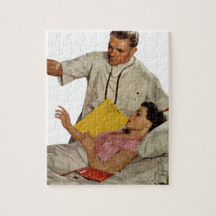 Vintage Medicine, Doctor with Female Patient Jigsaw Puzzle