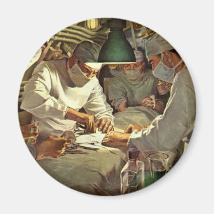 Vintage Medicine, Doctors Performing Surgery in ER Magnet