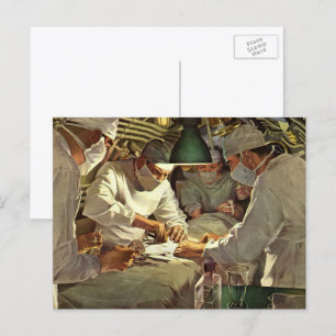 Vintage Medicine, Doctors Performing Surgery in ER Postcard