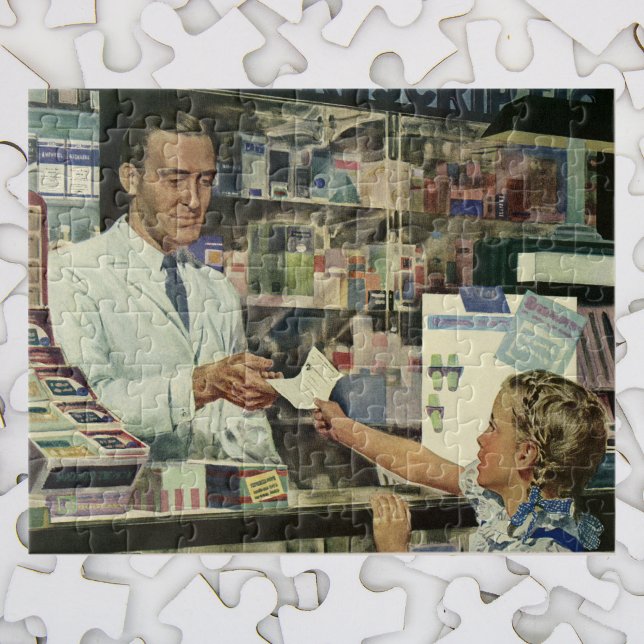 Vintage Medicine, Girl at the Pharmacy Jigsaw Puzzle (Creator Uploaded)