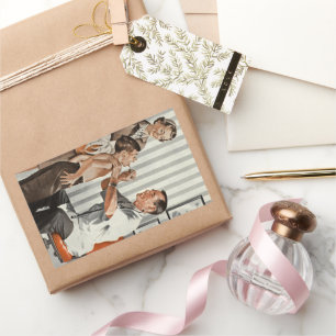 Vintage Medicine, Paediatrician Doctor with Patien Rectangular Sticker