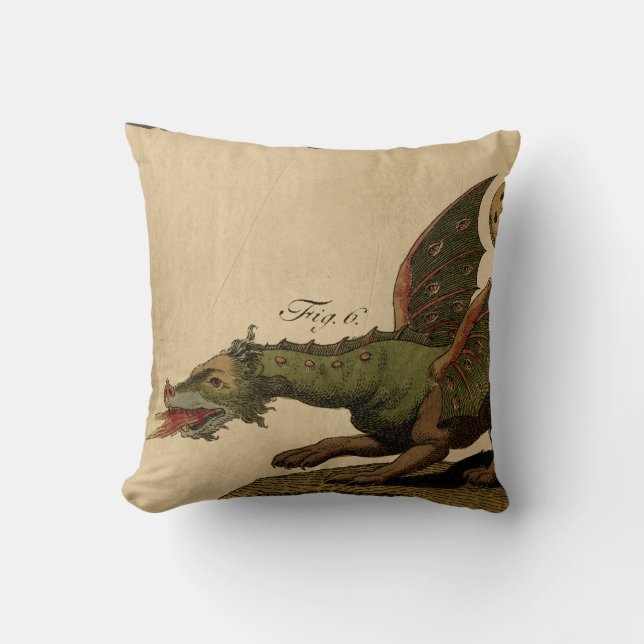 Vintage Medieval Green Dragon Cushion (Front)