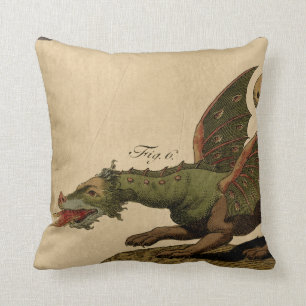 Vintage Medieval Green Dragon Cushion